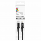 Kabel USB-C - Lightning 2m B.On Cotton MFI - czarny - zdjęcie