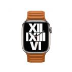 Apple pasek do Apple Watch 38/40/41/42 mm z karbowanej skóry rozmiar M/L - złocisty brąz - zdjęcie