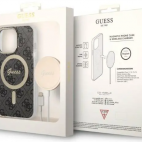 Etui do iPhone 13 Pro Guess 4G Gold Black Magsafe + Charger - czarne - zdjęcie