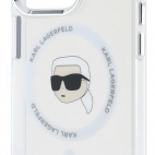 Etui do iPhone 15 Pro Karl Lagerfeld IML Metal MagSafe białe - zdjęcie