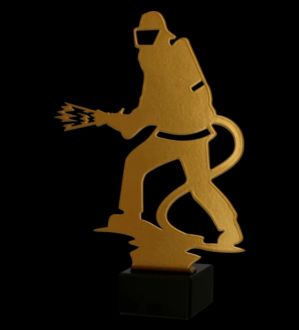 Trofeum metalowe z marmurową podstawą - Strażactwo - strażak z sikawką - zdjęcie główne