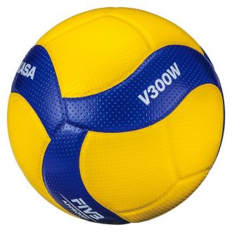 Piłka siatkowa MIKASA V300W niebiesko-żółta rozmiar 5 meczowa - zdjęcie główne