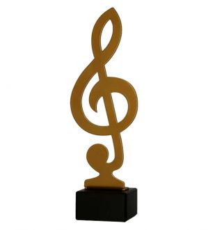 Trofeum metalowe z marmurową podstawą - Muzyka - klucz wiolinowy - zdjęcie główne