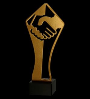 Trofeum metalowe z marmurową podstawą - Uścisk dłoni - zdjęcie główne