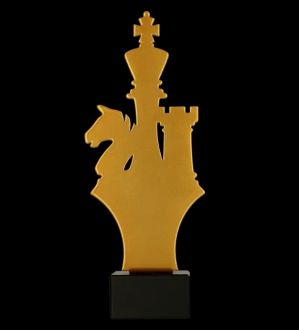 Trofeum metalowe z marmurową podstawą - Szachy - zdjęcie główne