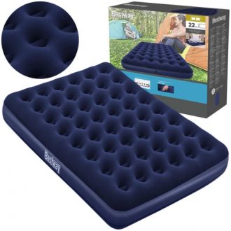 Materac welurowy dwuosobowy 203x152x22cm BESTWAY granatowy - zdjęcie główne