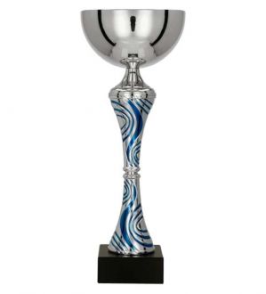 Puchar metalowy srebrno-niebieski H-33,5cm, R-120mm 8365C - zdjęcie główne