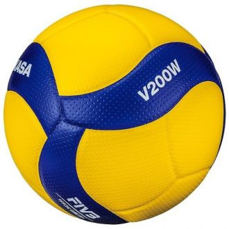 Piłka siatkowa MIKASA V200W granatowo-żółta rozmiar 5 meczowa - zdjęcie główne