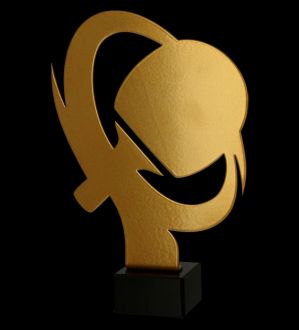Trofeum metalowe z marmurową podstawą - Tenis stołowy - rakietki + piłeczka - zdjęcie główne