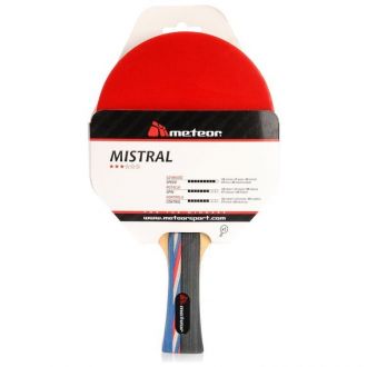Rakietka do tenisa stołowego Meteor MISTRAL*** czerwono-czarna drewniana - zdjęcie główne