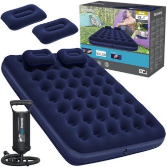 Materac dwuosobowy welurowy z pompką 203 x 152 x 22 cm - zdjęcie główne