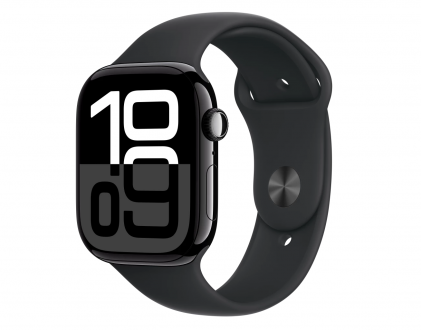 Apple Watch S10 42mm aluminium w kolorze onyks z paskiem sportowym w kolorze czarnym S/M - zdjęcie główne