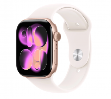 Apple Watch S11 42mm aluminium w kolorze różowe złoto z paskiem sportowym w kolorze łagodny róż S/M - zdjęcie główne