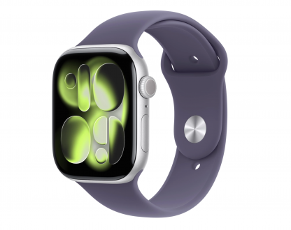 Apple Watch S11 46mm aluminium w kolorze srebrnym z paskiem sportowym w kolorze mleczny fiolet M/L - zdjęcie główne