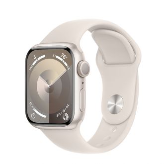 Apple Watch S9 45mm aluminium + Cellular w kolorze księżycowej poświaty z paskiem sportowym w kolorze księżycowej poświaty - M/L - zdjęcie główne