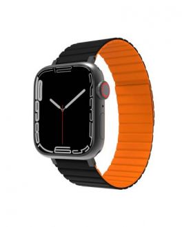 Pasek do Apple Watch 42/44/45/49 mm JCPAL FlexForm - Czarny/Pomarańczowy - zdjęcie główne
