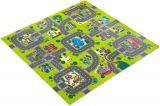 Mata edukacyjna piankowe puzzle 90 x 90 x 1cm z obrzeżem - pianka EVA - wzór: miasto drogi ulice