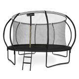 Trampolina ogrodowa XXXL dla dzieci HyperMotion - 430 cm 14FT - z drabinką i siatką wewnętrzną - do domu i ogrodu - 150kg max