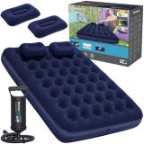 Materac dwuosobowy welurowy z pompką 203 x 152 x 22 cm