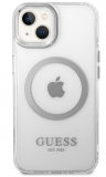 Etui do iPhone 14 Guess Outline Silver MagSafe - przezroczyste