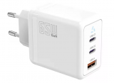 Ładowarka sieciowa TB 66W GaN 2x USB C + USB A Power Delivery - biała
