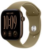 Apple Watch S12 GPS 46 mm aluminium w kolorze ciemnego brązu z paskiem sportowym w kolorze oliwkowym S/M
